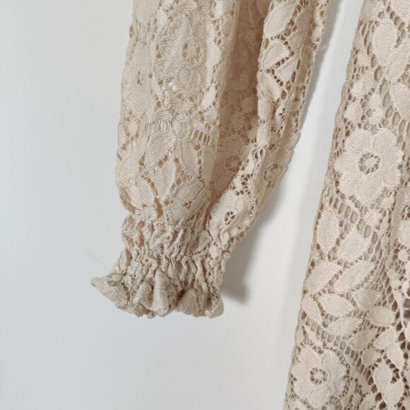 H&H&R Kid's Dress Size M Beige Lace Lined Boho Bohemian Party Minimalist Chic - Picture 2 of 11